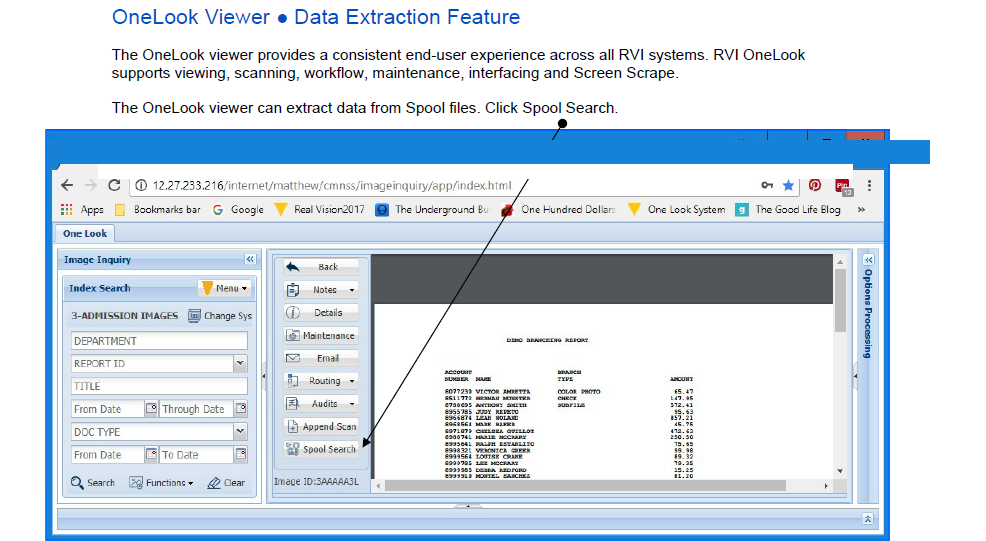 One Look data view